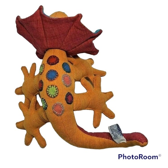 Barbara Samsoni Plush Lizard Frilled Neck Hand Woven Hand Sewn Reptile Iguana - Picture 5 of 12